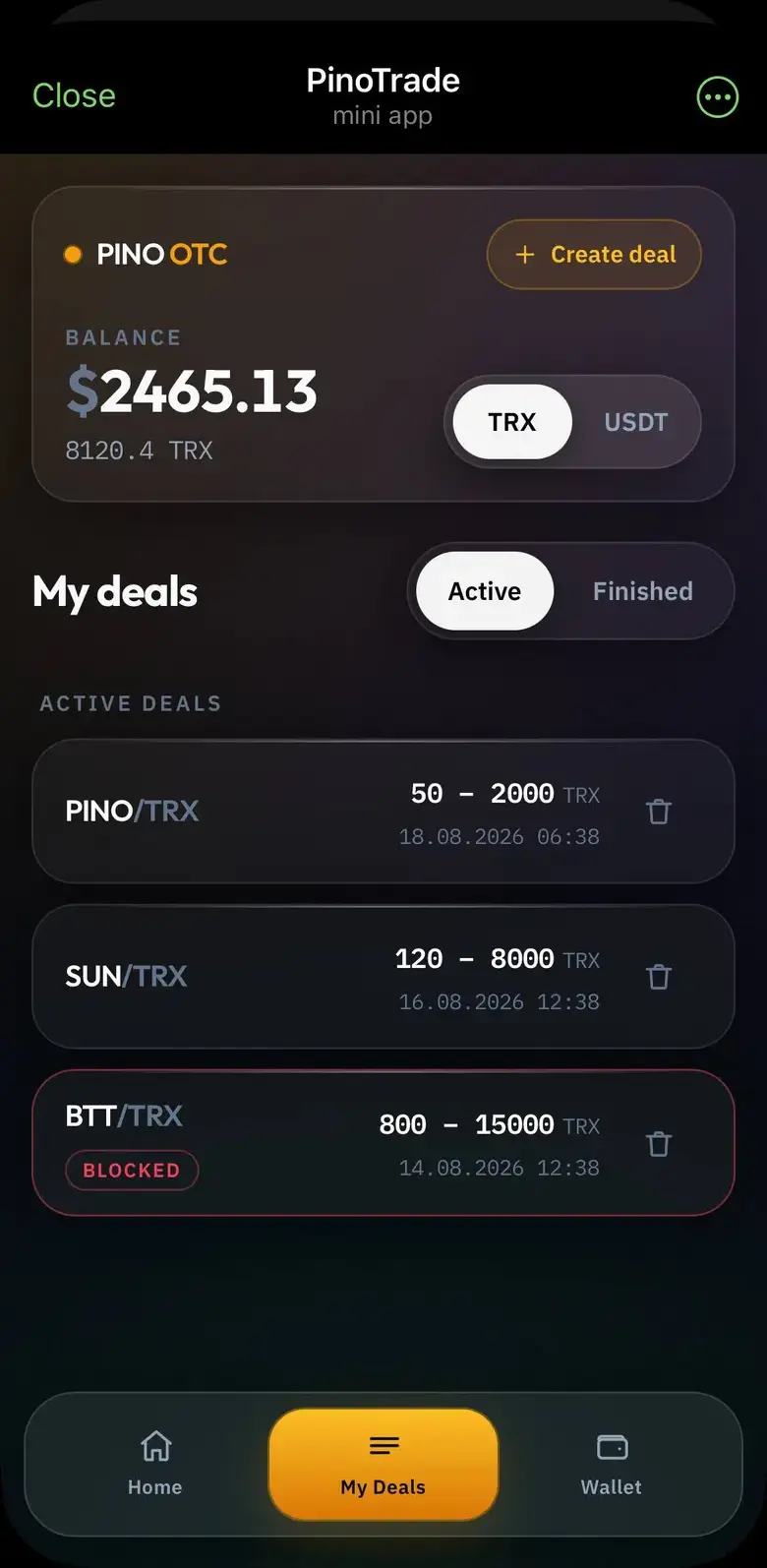 PinoTrade — screen 2
