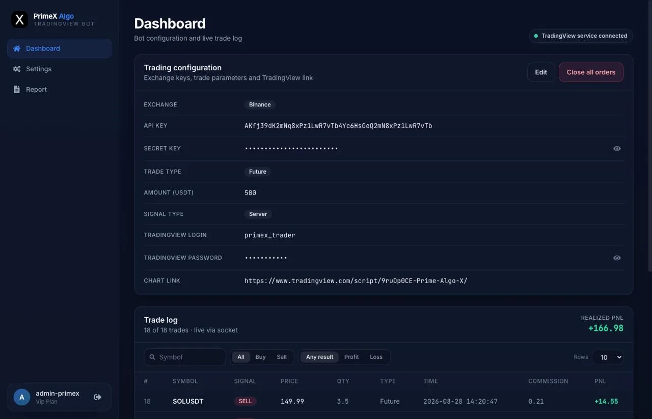 PrimeX Algo — screen 1