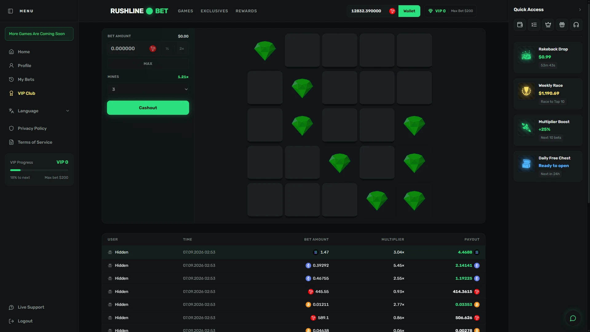 Rushline Bet — screen 4