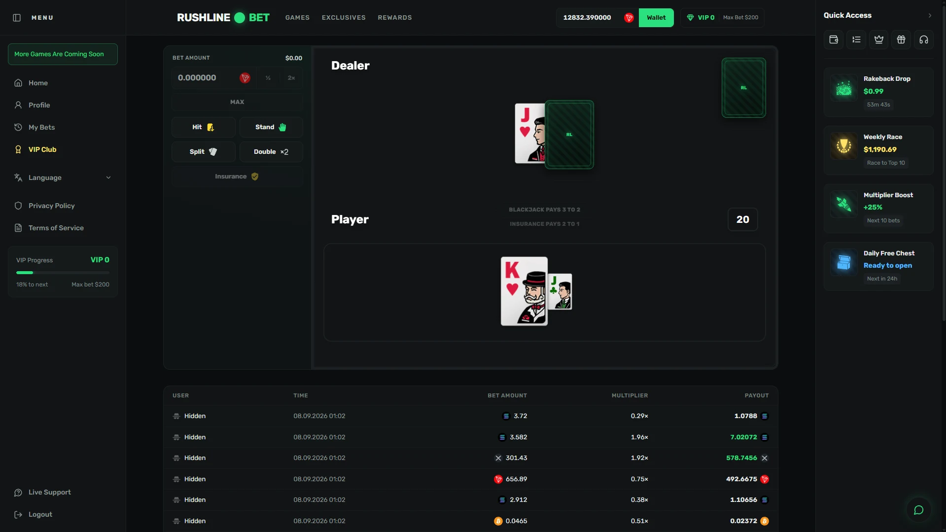 Rushline Bet — screen 6